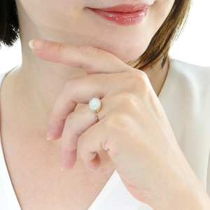 K10YG オパール オーバルリング(Fr001)