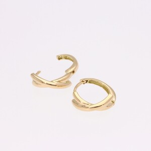 ピアス 中折れフープ 地金 18金 イエローゴールド クロスライン EJ-102