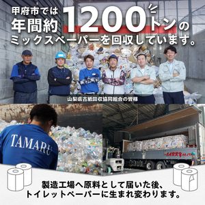 【3回定期便】【家族で使える安心の量 96ロール】甲府古紙使用トイレットペーパー〈ダブル〉（無香料）