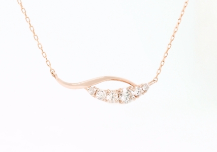 K10PGダイヤモンドウェーブネックレス N449DI-R2