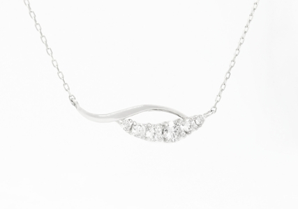 K10WGダイヤモンドウェーブネックレス N449DI-2