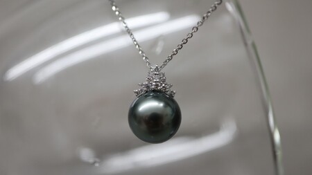 Pt900　黒蝶　真珠　ペンダント　ネックレス　67