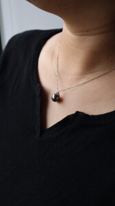 Pt900　黒蝶　真珠　ペンダント　ネックレス　67