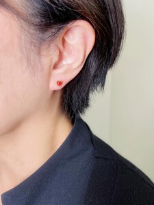 K10】 血赤珊瑚のハートピアス 【PE-409K10】 | 山梨県甲府市