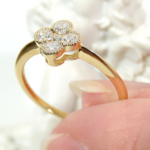 K18YG ダイヤモンド フラワーモチーフリング(Fr002)