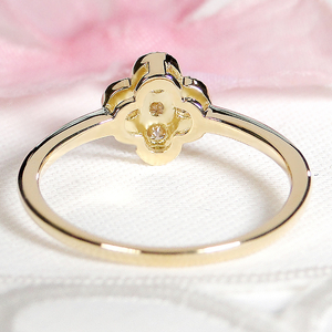 K18YG ダイヤモンド フラワーモチーフリング(Fr002)