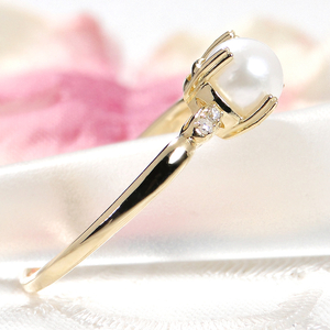 K18YG あこや真珠&ダイヤモンド リング(Fr003)