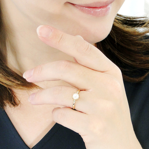 K18YG あこや真珠&ダイヤモンド リング(Fr003)