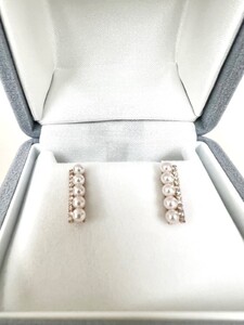 K18PG アコヤ ベビーパール ダイヤモンド ピアス YF-34