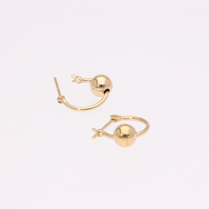 K18YG 丸玉付パイプフープピアス EJ-106