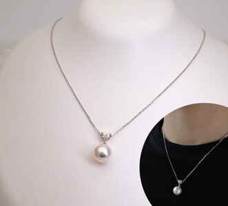 【1点もの】Pt900/Pt950 アコヤ真珠 10mm オーロラ天女鑑別鑑定書付きペンダントネックレス【F-75】
