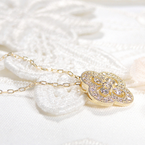 K18YG ダイヤモンド フラワーネックレス(Fph010)