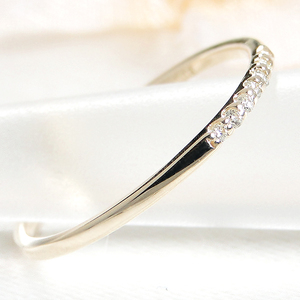 K10YG ダイヤモンド ラインピンキーリング (Fr006)