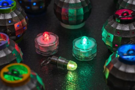 光る鉄風鈴！ヨゲンノトリリン　ライトセット（水色）【地色：黒】