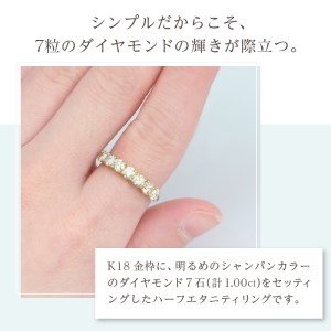 K18YG ブラウンダイヤモンド 1.00ct ハーフエタニティリング【KFD-3195 ...