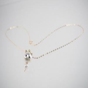 K18 南洋真珠・あこや真珠　アニマル【ねこ】モチーフペンダント AN11P