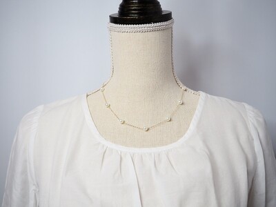 K18 あこや真珠ステーションネックレス(全長45cm) JN546-2