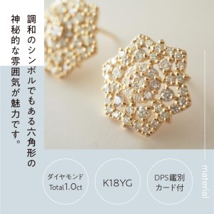 [MADE IN KOFU]K18 六角形レースモチーフダイヤピアス TI-826