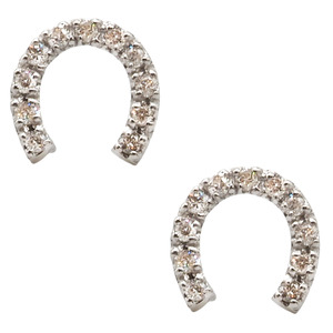  K18WGトータル0.2ct 馬蹄ピアス （WHTOP-0031）