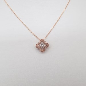 ジュエリー産地甲府 K18ピンクゴールド ミル打ちダイヤペンダント0.30ct(78636)