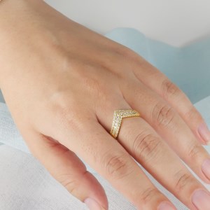 K18ダイヤモンド0.5ｃｔＶ字パヴェリング　 RI-10YGWH