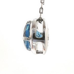 K18WG ブルートパーズ&ダイヤ リバーシブルペンダント 丸