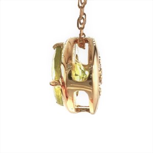 K18YG ペリドット&ダイヤ リバーシブルペンダント 丸