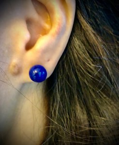 K18 ラピスラズリ10mm丸珠ピアス(YF-07)