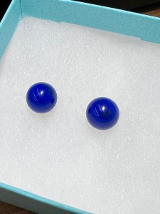 K18 ラピスラズリ10mm丸珠ピアス(YF-07)