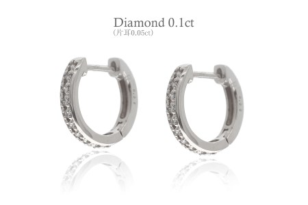 K18ホワイトゴールド ダイヤモンドフープピアス(0.1ct)46-3424 | 山梨 ...