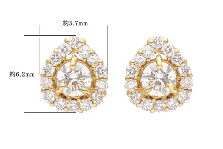 K18 ドロップデザインダイヤピアス 0.34ct 43-5417