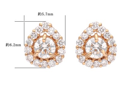 K18ピンクゴールド ドロップデザインダイヤピアス 0.34ct 43-6283