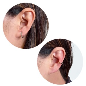 K18/PTコンビ　鎖模様 イヤリング/イヤーカフ　AE173