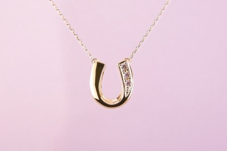 K18YG 天然ダイヤモンド ホースシューペンダント K04060-H