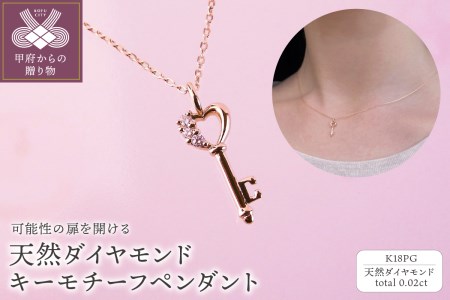 K18PG 天然ダイヤモンド キーモチーフペンダント K04062-H｜山梨県甲府 