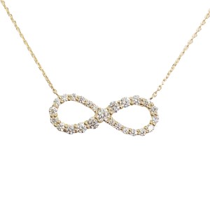 [ふるさと納税限定企画 ］１８金製 ハート＆キューピッドダイヤ 0.5ct インフィニティー ネックレス 【1459014】