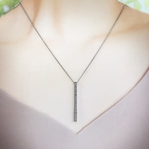 プラチナ製 ハート＆キューピッドダイヤ 1.0ct ロング ロッド ネックレス 【1456716】