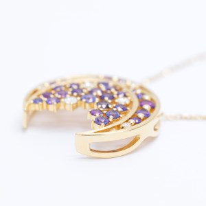 K18 パープルサファイア ペンダント（藤波）