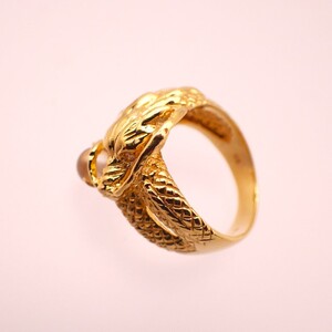 ジュエリー産地甲府 K18イエローゴールドドラゴン水晶リング 43058 (サイズ12~15)