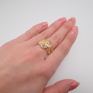 ジュエリー産地甲府 K18イエローゴールドドラゴン水晶リング 43058 (サイズ12~15)