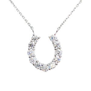 プラチナ製 ハート＆キューピッドダイヤモンド 0.5ct 馬蹄 ペンダントネックレス 【1456718】