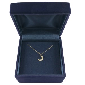 18金製 ハート＆キューピッドダイヤ 0.1ct 三日月 ペンダントネックレス【1469126】