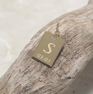 K10 メモリアルペンダント【スクエア】『誕生月3月の方』