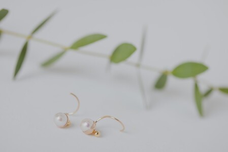 【甲府ジュエリー】K18　ピンクゴールド　イエローゴールド　アコヤパール　ピアス（15130361）