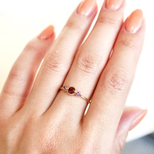 【ジュエリー】K10 イエローゴールド 2色のガーネットリング 指輪 保証書付 NR-1844