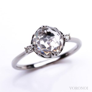 K10WG クリアクォーツ フラワーカット ダイヤモンドリング MINAMOセッティング VO0024RCQ