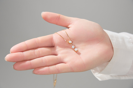 K18 1.0ct スリーダイヤモンドネックレス　63-8586