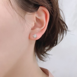 Pt900 プリンセスカットダイヤ取巻スタッドピアス GR-0982 | 山梨県
