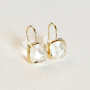 ジュエリー】K18 イエローゴールド ハニークォーツ ピアス 保証書付