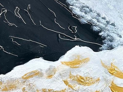 富士山溶岩パワーアート「開運黒富士と昇雲」